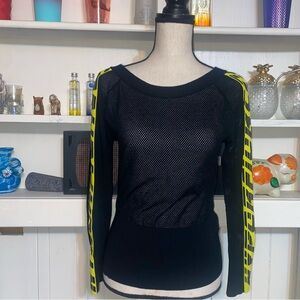 Diesel Black Mesh Long Sleeves Hyperfierce‎ Open Back Top Small